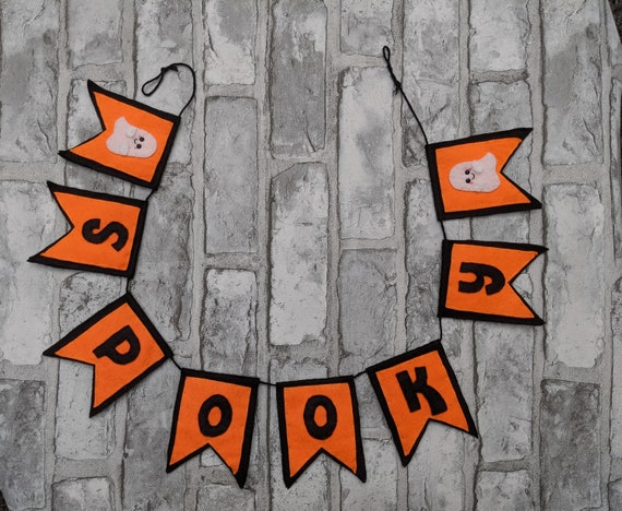 Spooky Halloween Pennant Garland. Ghost Felt Name Banner. Spooky Decoration. Spooky Halloween Pennant Garland. Ghost Felt Name Banner. Spooky Decoration.