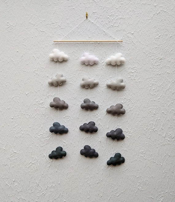 Felt Cloud Nursery Decor. Shades of Grey Wall Hanging. Cloud Themed Unisex Nursery. Kids's Bedroom Mobile. Playroom Wall Art. Felt Cloud Nursery Decor. Shades of Grey Wall Hanging. Cloud Themed Unisex Nursery. Kids's Bedroom Mobile. Playroom Wall Art.