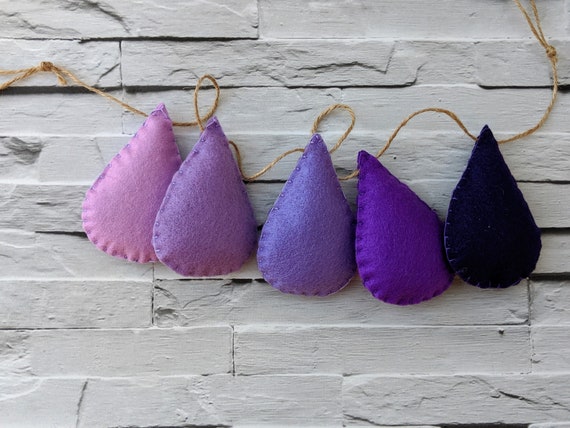 Purple Droplet Garland, Shades of Purple Raindrop Nursery Decor Purple Droplet Garland, Shades of Purple Raindrop Nursery Decor