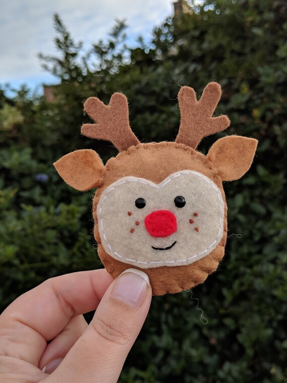 Felt Christmas Decorations - Rudolph - Kawaii Cute Reindeer - Christmas Ornaments Felt Christmas Decorations - Rudolph - Kawaii Cute Reindeer - Christmas Ornaments
