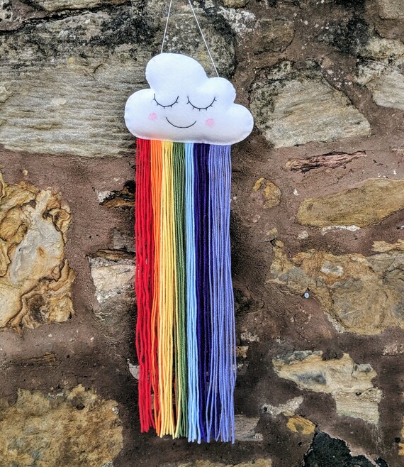 Rainbow Sleepy Cloud Wall Hanger, Cloud Mobile Decor, Scandi Style, Children's Bedroom Decoration, Perfect Nursery or Baby Shower Gift Rainbow Sleepy Cloud Wall Hanger, Cloud Mobile Decor, Scandi Style, Children's Bedroom Decoration, Perfect Nursery or Baby Shower Gift