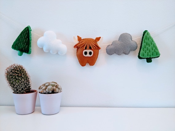 Felt Highland Cow Garland. Scottish Nursery Decor. Highland Coo Wall Art. Baby Room Wall Hanging. Felt Bunting. Kids Room and Playroom Art. Felt Highland Cow Garland. Scottish Nursery Decor. Highland Coo Wall Art. Baby Room Wall Hanging. Felt Bunting. Kids Room and Playroom Art.