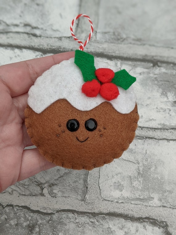 Festive Christmas Pudding Ornament. Felt Xmas Plum Pudding Decoration. Fun Kawaii Figgy Pudding Tree Hanging. Festive Christmas Pudding Ornament. Felt Xmas Plum Pudding Decoration. Fun Kawaii Figgy Pudding Tree Hanging.