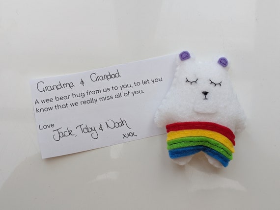 Rainbow Wee Bear Hug. Send a Hug. Thinking of You Gift. Rainbow Wee Bear Hug. Send a Hug. Thinking of You Gift.
