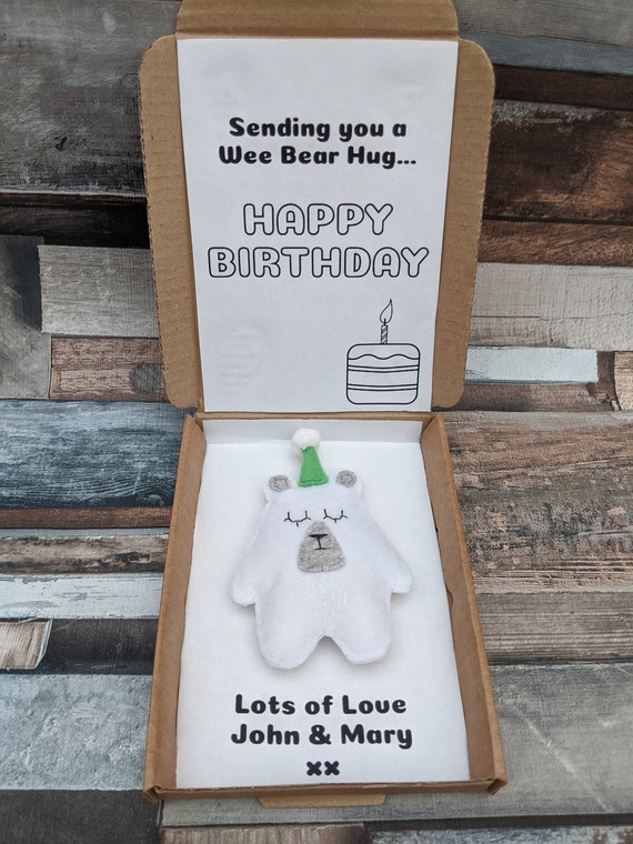 Wee Bear Hug in a Box. Send a Hug. Personalised Happy Birthday Gift. Isolation Gift. Send a Smile. Missing You. Wee Bear Hug in a Box. Send a Hug. Personalised Happy Birthday Gift. Isolation Gift. Send a Smile. Missing You.