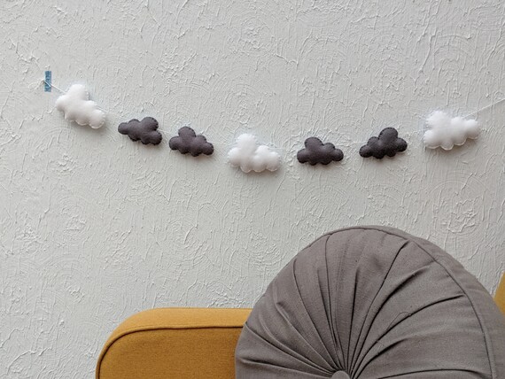 Felt Cloud Garland in Grey and White, Modern Unisex Nursery Decoration and Baby Gift. Perfect for a Baby Neutral Nursery. Felt Cloud Garland in Grey and White, Modern Unisex Nursery Decoration and Baby Gift. Perfect for a Baby Neutral Nursery.