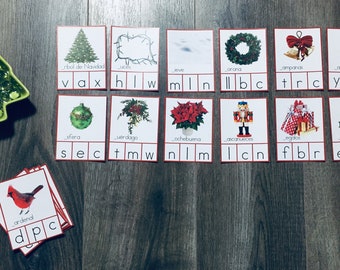 Christmas Spanish - Initial Sound & Syllables Clip Cards (Print)