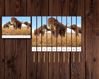 Salta puzzle di conteggio, animali preistorici in spagnolo (stampato e corsivo)
