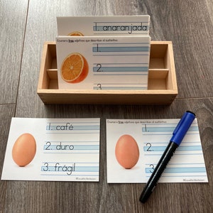 Bijvoeglijk naamwoord schrijfkaarten, Spaans