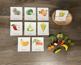 Fruits & Veggie Toob 3-Part Cards in Spanish