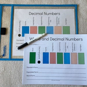 Paquete de hojas de limpieza para valores posicionales desde millones hasta números decimales