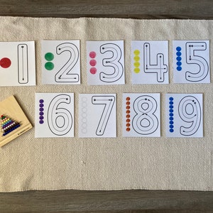 Montessori-nummerkaarten traceren