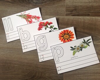 Tarjetas del alfabeto de flores A-Z