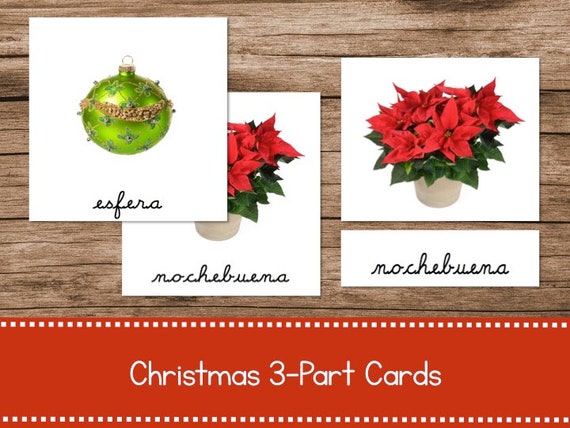 3-teilige Weihnachtskarten in Kursivschrift (Spanisch) - Etsy.de