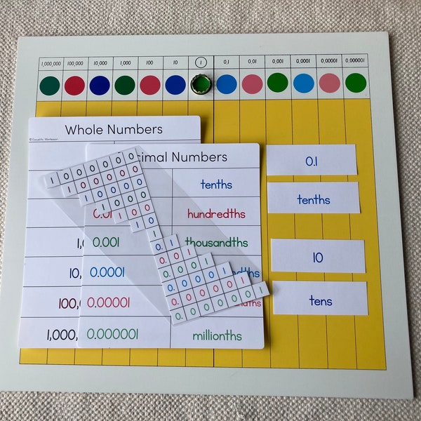 Decimal Number and Word Cards + Pinwheel (English)
