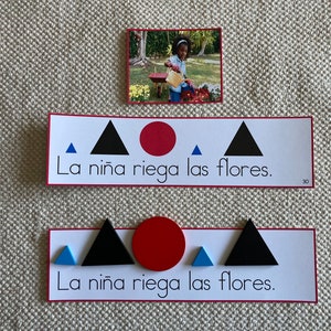 Tiras de oraciones verbales e imágenes en español (Montessori)