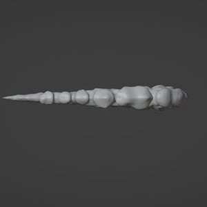 Puede incluir: Un modelo blanco, impreso en 3D, de un objeto largo, delgado y segmentado que se asemeja a una cola o una columna vertebral.