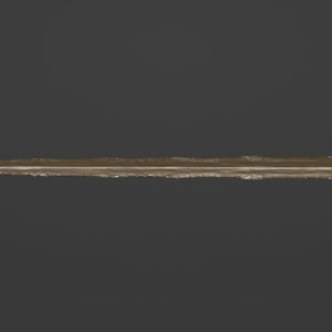 May include: A long, thin, silver-colored sword with a detailed, ornate handle.