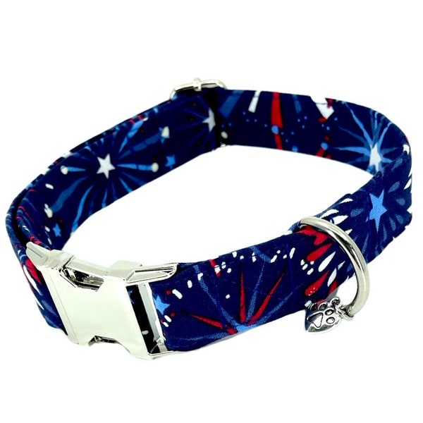 Fireworks Dog Collar | Cute Dog Collar | Patriotic Dog Collar