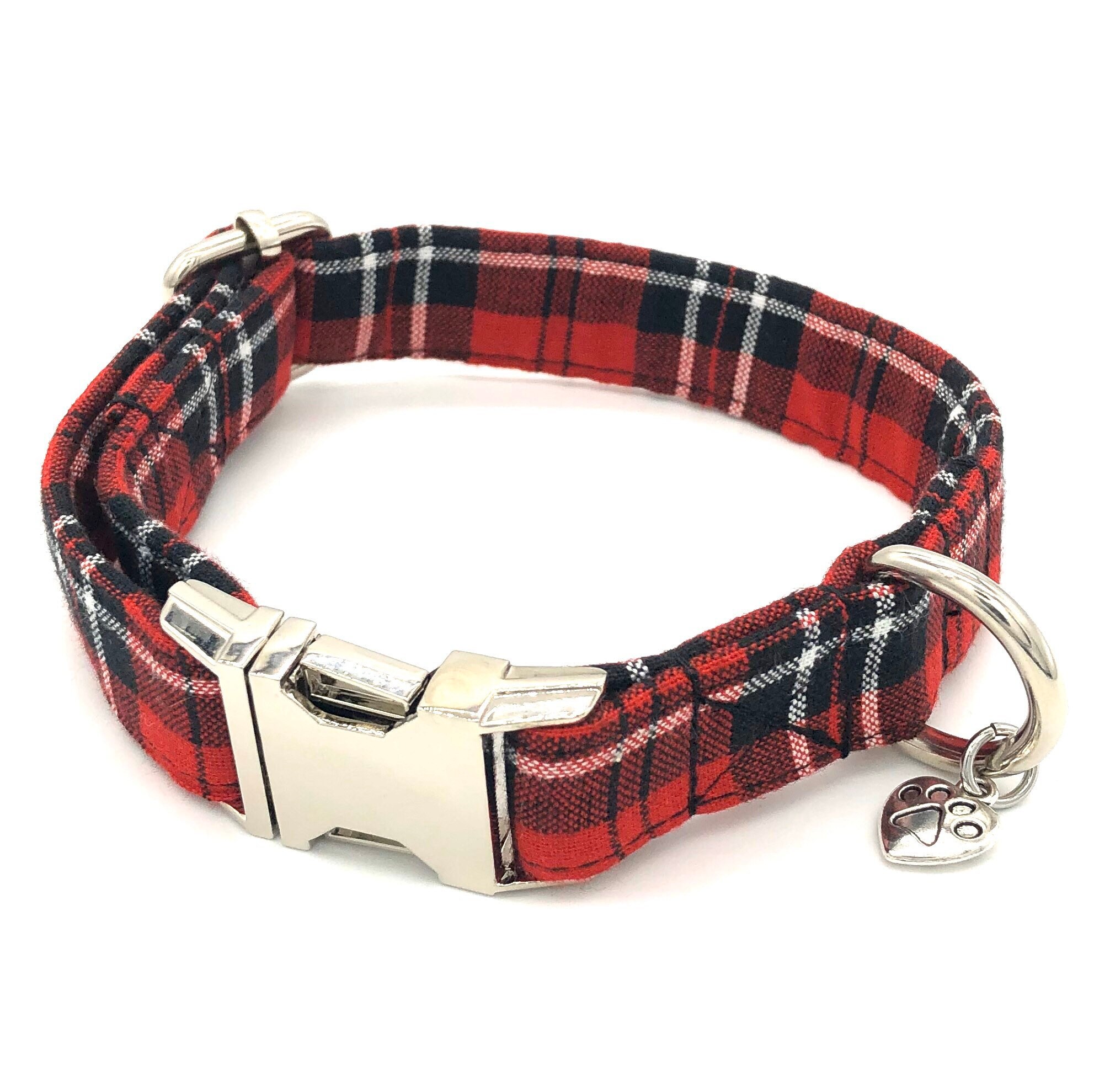Red Tartan Dog Collar Red Plaid Dog Collar Cute Dog Collar Etsy
