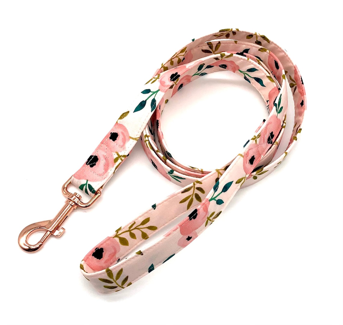 Pretty in Peach Floral Leash Cute Dog Leash Etsy