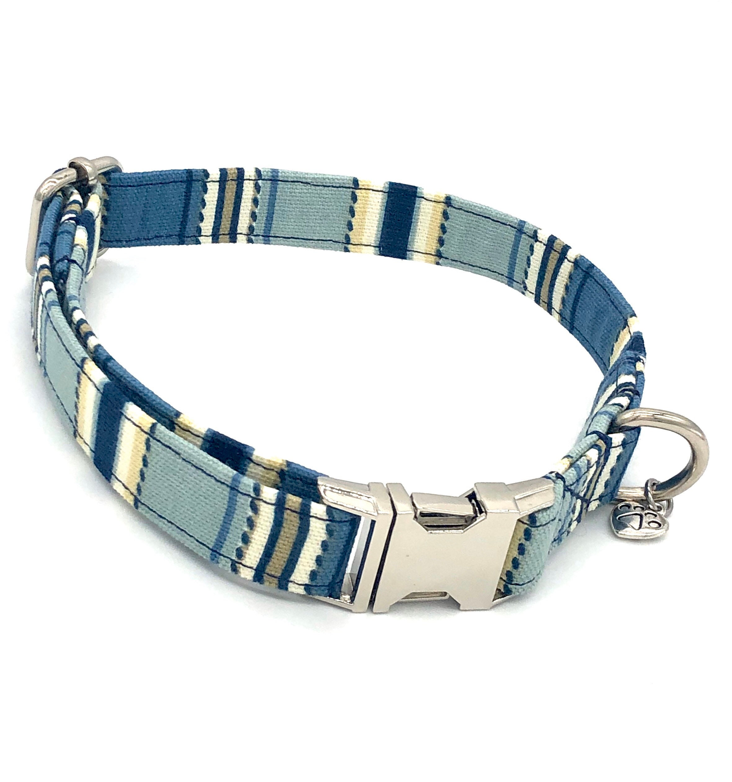 Blue Stripes Dog Collar Cute Dog Collar Etsy