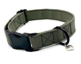 Olive Green Canvas Dog Collar | Heavy Duty Dog Collar | Girl Dog Collar | Boy Dog Collar