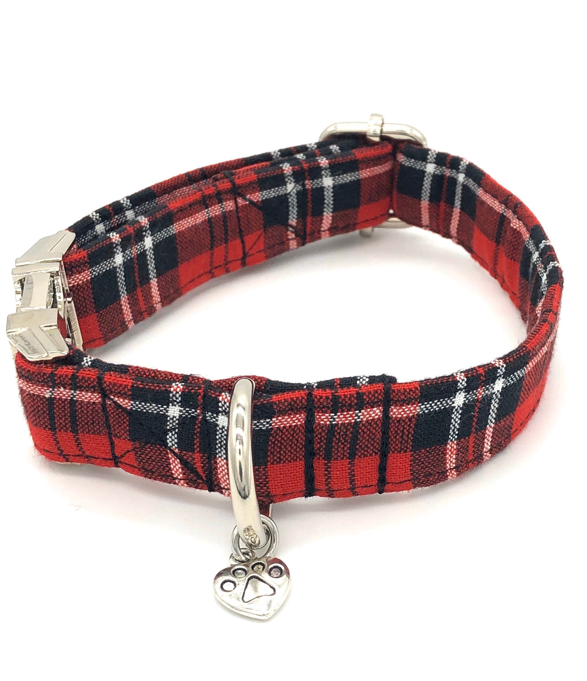Red Tartan Dog Collar Red Plaid Dog Collar Cute Dog Collar Etsy