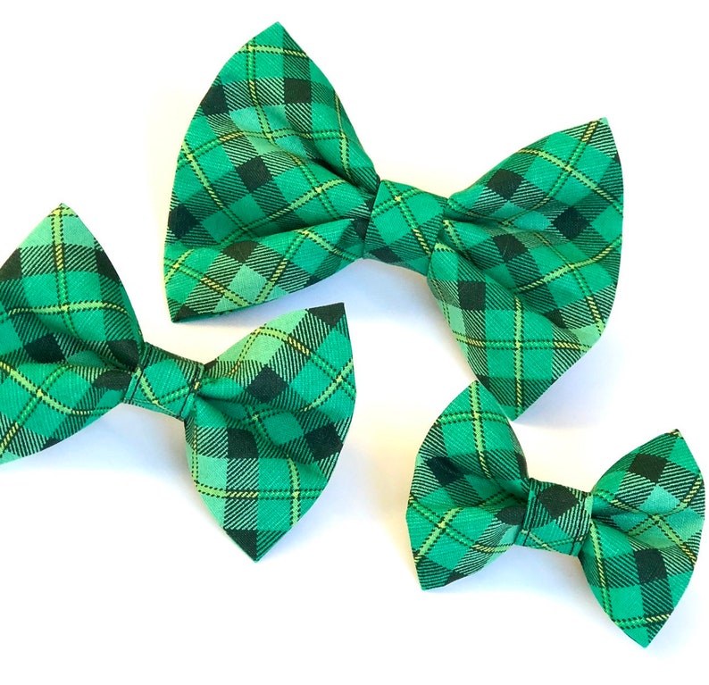 Green Plaid Dog Bow Tie Cute Dog Accessory St Etsy