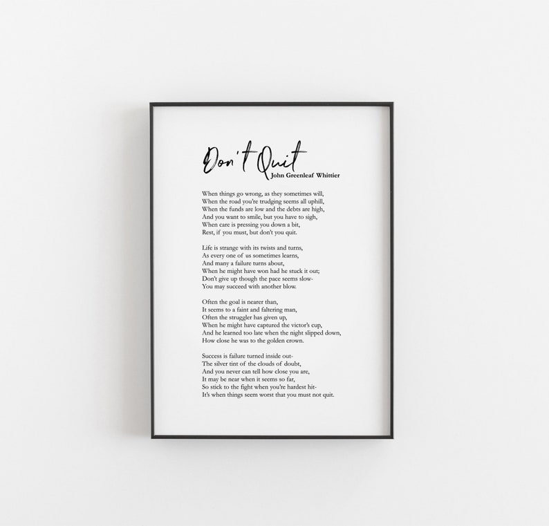 Don t Quit Poem John Greenleaf Whittier Quote Graduation 