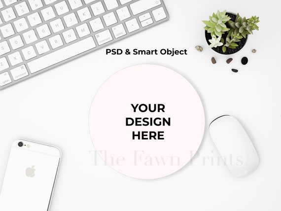 Download Circle Mouse Pad Mockup Computer Mat Mock Up Psd Mockup Etsy