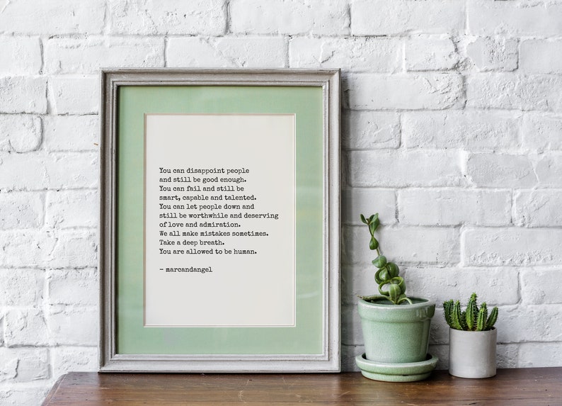 Allowed to be human print Marc and Angel quote inspirational  Etsy