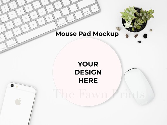 Download Circle Mouse Pad Mockup Computer Mat Mock Up Psd Mockup Etsy