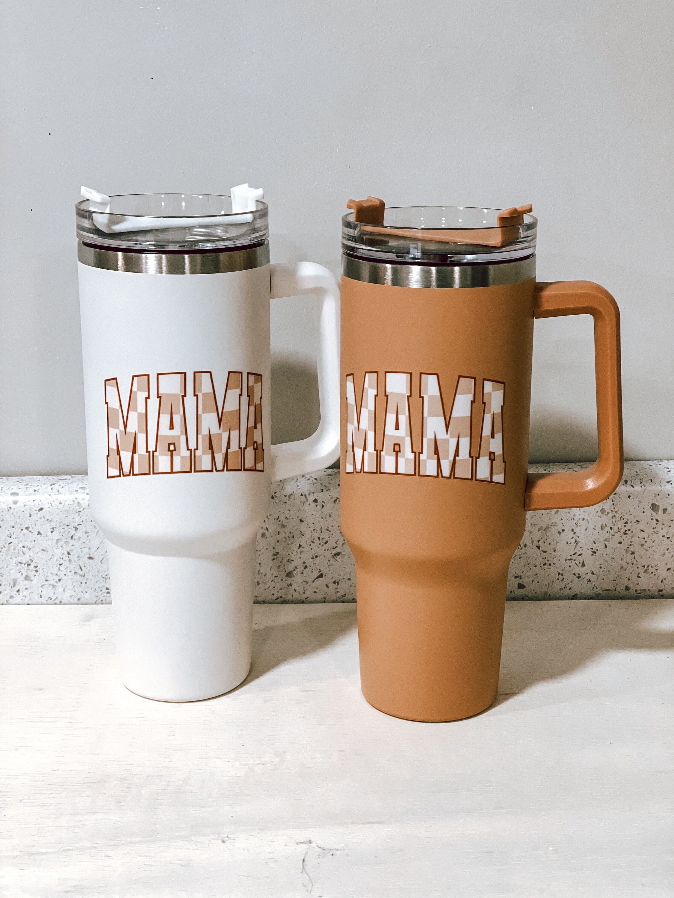 Mama life - 40oz stainless cup with handle and lid – Hudson Family Signs