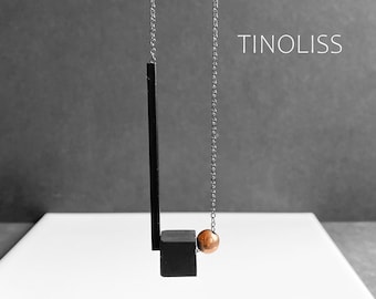 Concrete necklace OLIVIZ CUBE rose gold // cube | Chain stainless steel / black | Ball Rosé | Minimalist | Geometric | Concrete jewelry | Elegant
