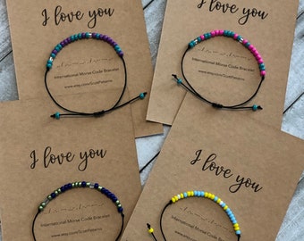 Pulsera de código Morse "Te amo": joyería de cuentas personalizada
