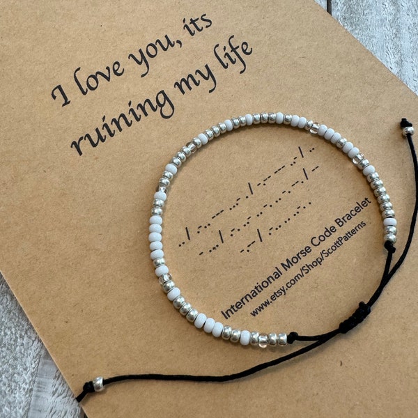 I Love You it’s Ruining My Life Morse Code Bracelet, Dainty Beaded Bracelet,Tortured Poets Bracelet, song lyric gift, Post Malone TS inspire