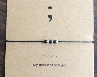 Semicolon Morse Code Bracelet: Mental Health Awareness Jewelry