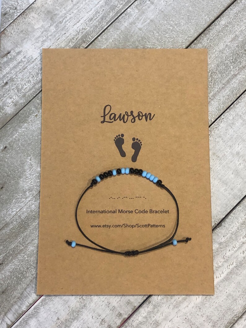 Baby Name Bracelet, Morse Code Bracelet, Forever in My Heart Jewelry
