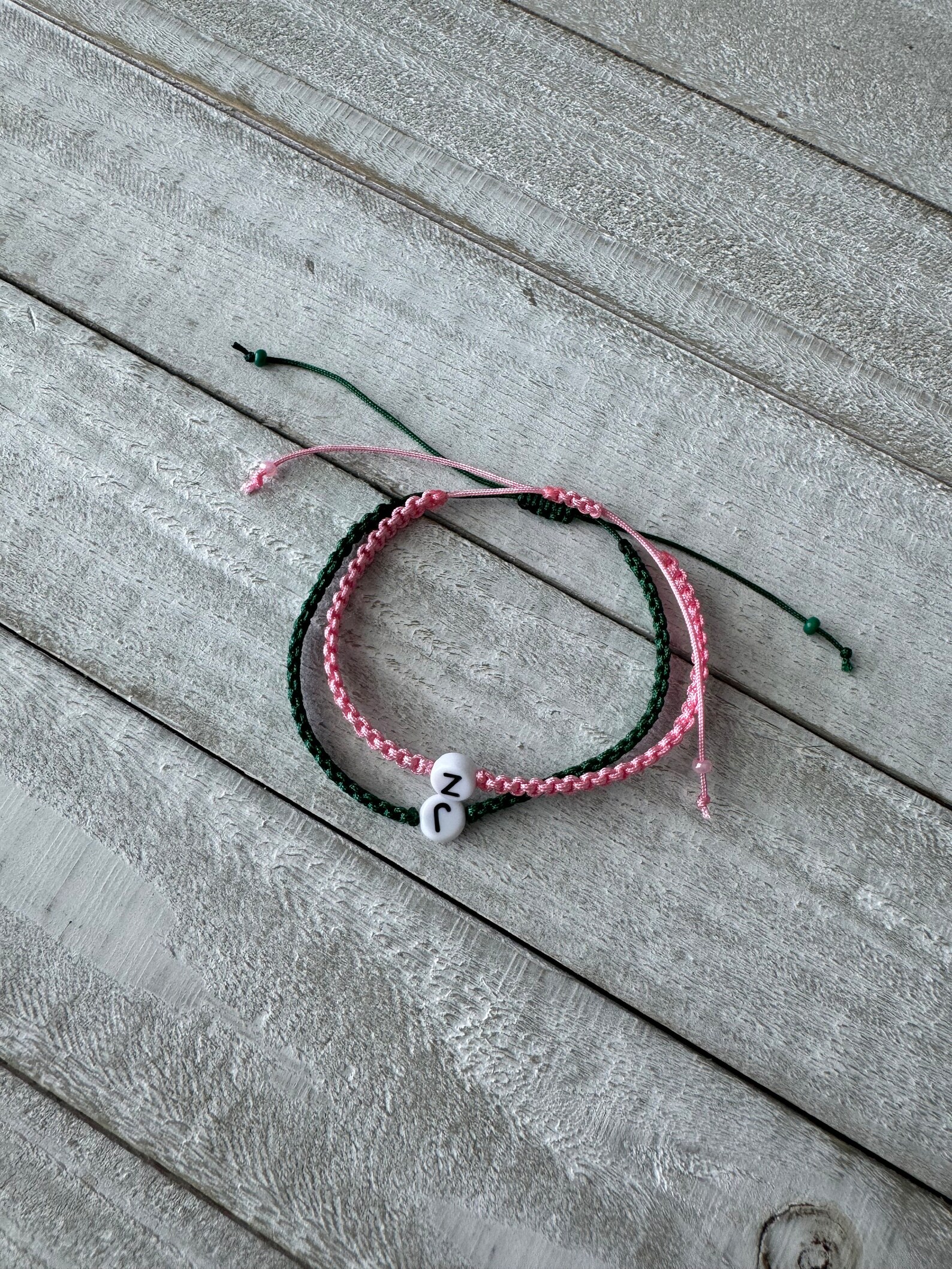 Initial Macrame Bracelet: Personalized Letter Bead, Woven Cord - Etsy