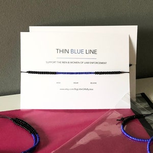 Thin Blue Line Bracelet, Beaded Bracelet, Gift for him or her, Gift for police, Blue Lives Matter, Personalized Gift, Fallen Officer Gift