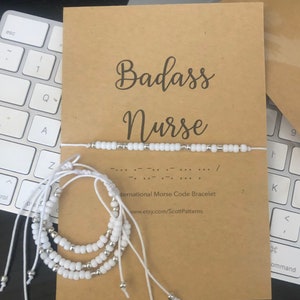 Badass Nurse Morse Code Bracelet, gift for nurse, nurse bracelet, pandemic gift, unisex nurse gift