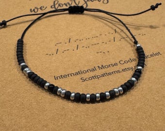 Pulsera de código Morse: "Escuchamos y no juzgamos" Joyería de cuentas