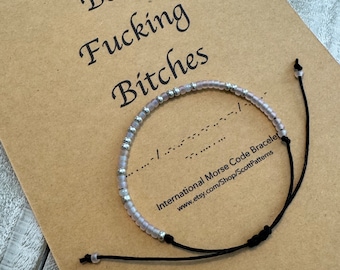 Pulsera de código morse "Best Fucking Bitches", pulsera con palabras delicadas, regalo para amigos, pulsera de cuentas delicadas, joyería personalizada
