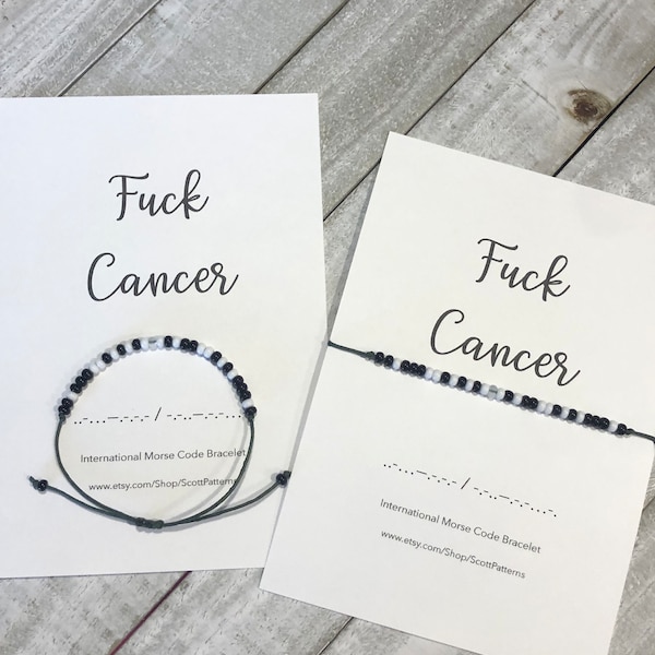 Morse Code Bracelet, Fuck Cancer, Cancer Bracelet, cancer Survivor, Strength, Inspirational bracelet, beaded bracelet, fuck chemo