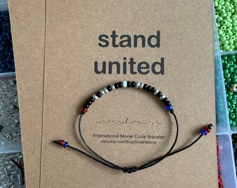 Pulsera de código morse de Trump 2024: Joyería de cuentas "Stand United"