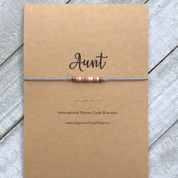 Aunt, Auntie, Memaw, Mamaw,  Morse code Bracelet, Beaded Bracelet, Mother’s Day gift, Gift for her, dainty bracelet