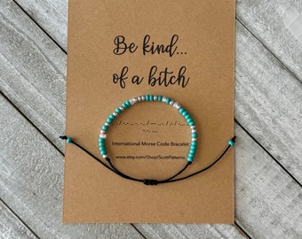 Pulsera de código Morse "Sé amable...", divertida pulsera de código Morse, regalo para tu mejor amiga, regalo para tu pareja, pulsera de cuentas, regalo para tu mejor amiga.