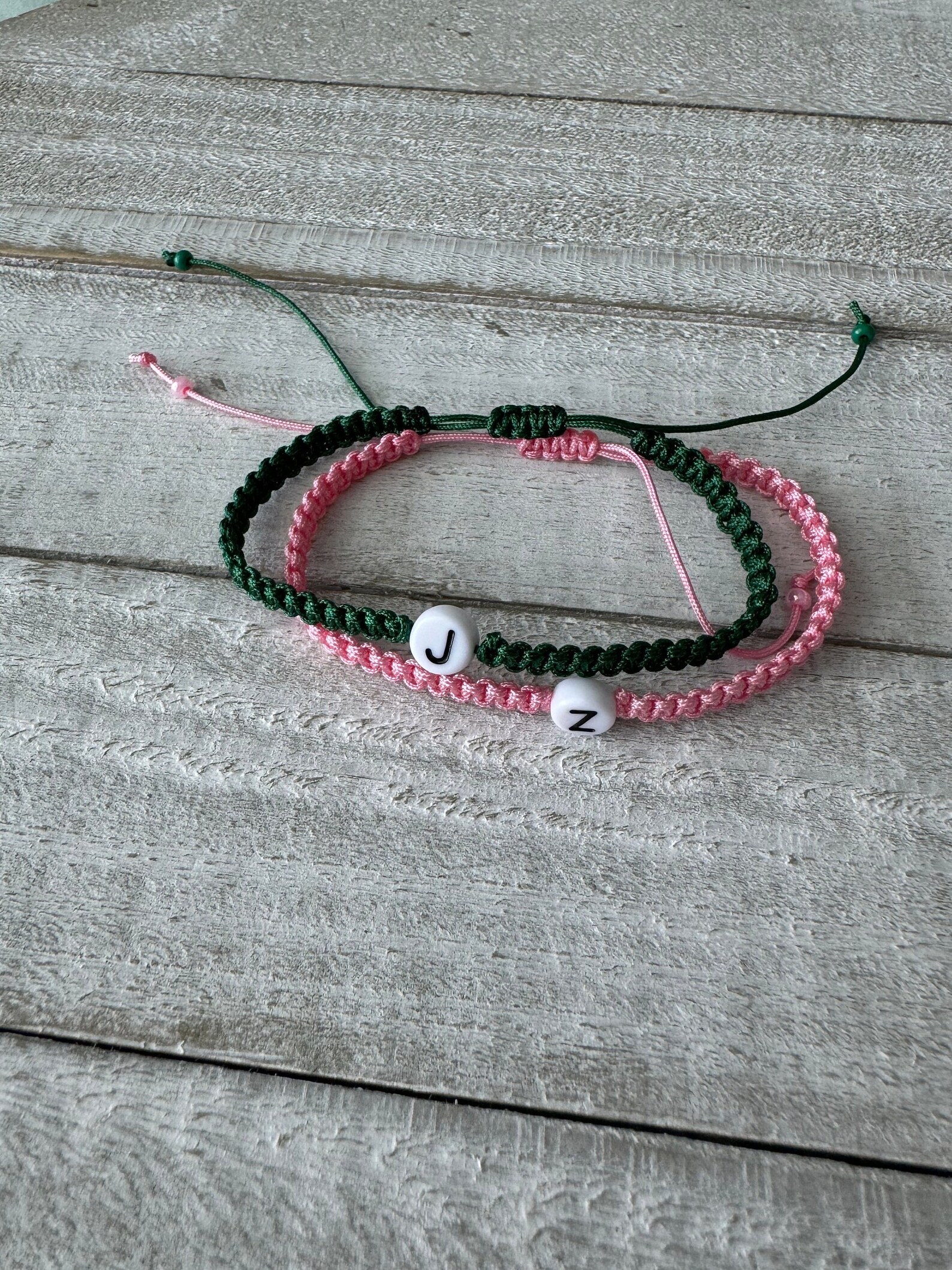 Initial Macrame Bracelet: Personalized Letter Bead, Woven Cord - Etsy