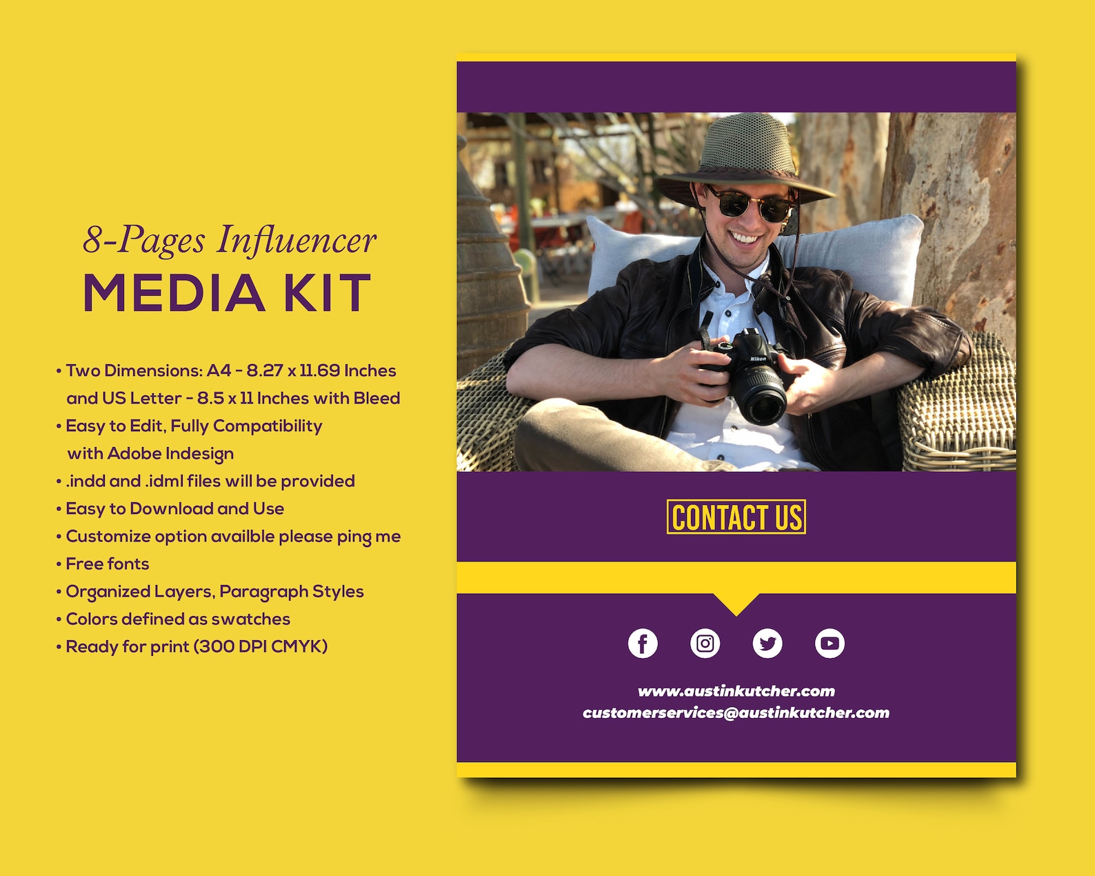 Influencer Media Kit Electronic Press Kit Template PR Kit Etsy